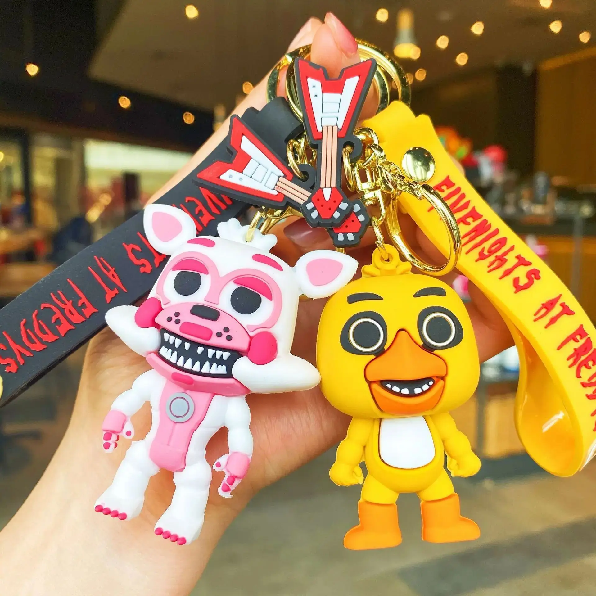 5 Stück Großhandel Cartoon Spiel Action figur Fnaf Freddys Fazbear Bär Puppe Modell Spielzeug fünf Nächte Freddy Schlüssel bund als Geschenk