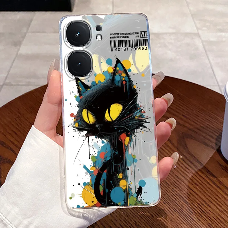 Aesthetic Fashion Cute Cat Soft Silicone Transparent Phone Case Cover