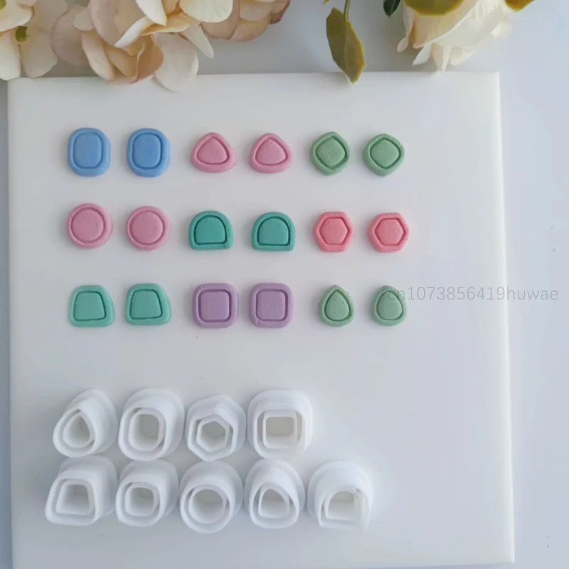 Mini Earrings Geometric Lines Square Circles Polymer Clay Cutters Earring Pendant Jewelry Soft Pottery Clay Cutting Tools 14mm polymer clay tools