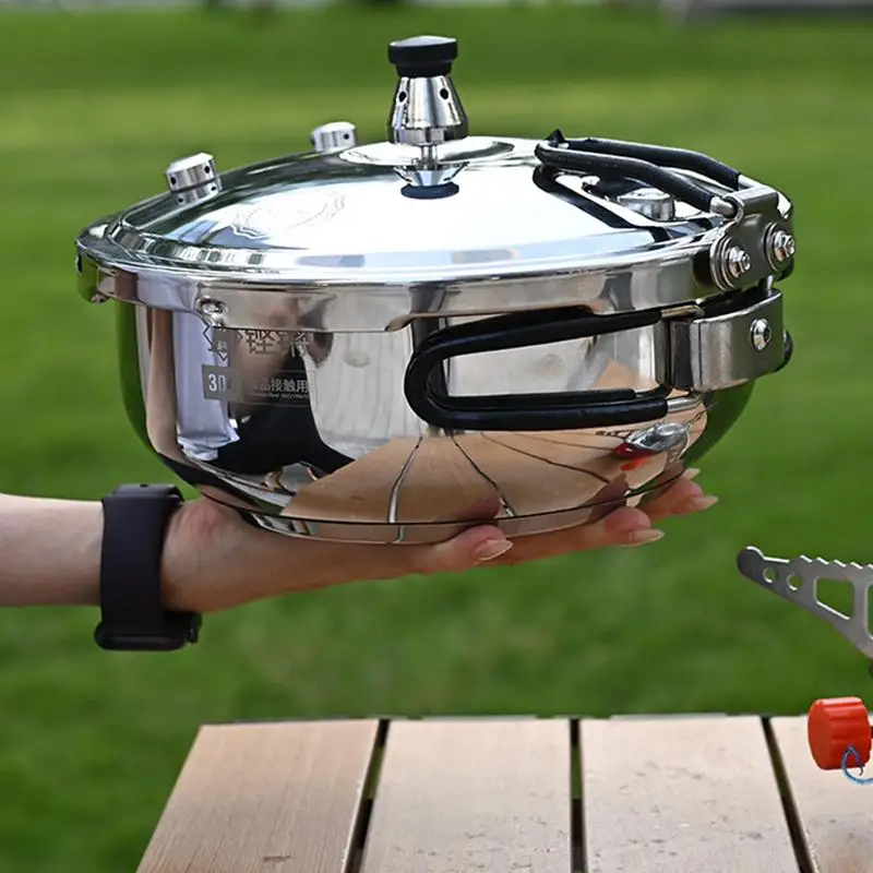 Camping Small Pressure Cooker High-pressure Pot Valve Safeguard Stainless Steel Cooking Pot Canning Pressure Canner 80KPa