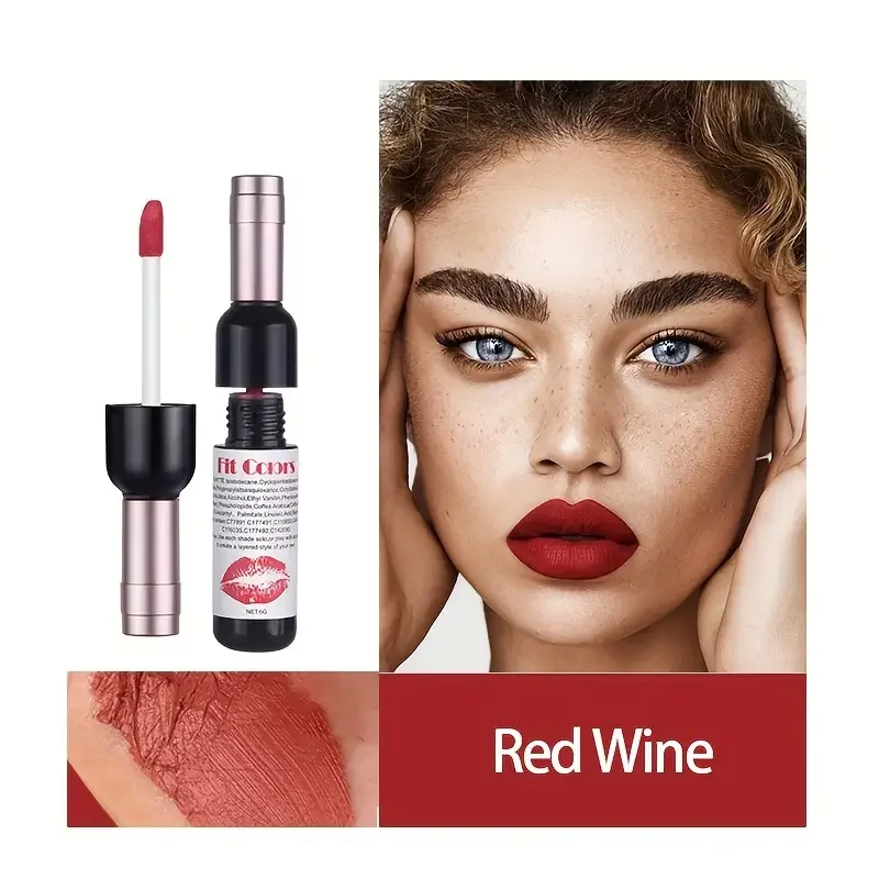 Velvet Matte Liquid Lipstick with Red Wine Bottle Design - High Pigment Lip Gloss