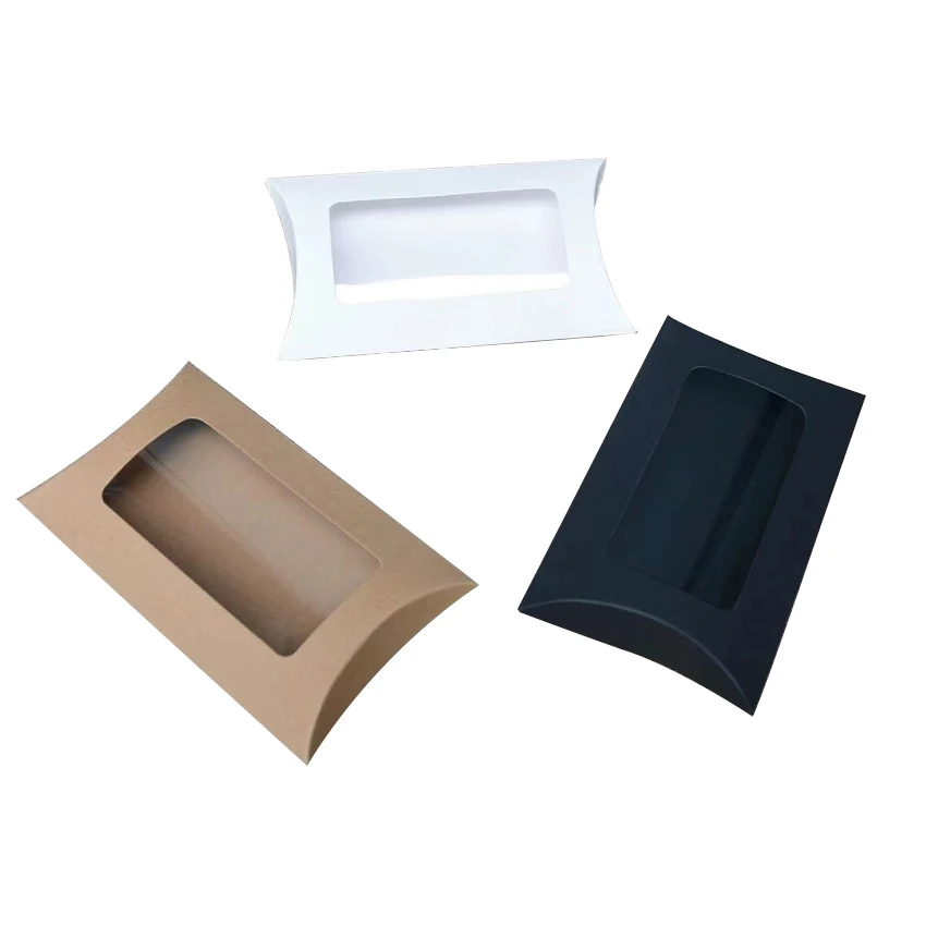 

10PCS Pillow Shape Candy Boxes Window Kraft Paper Box DIY Gift Box Bag Wedding Favors Birthday Christmas Packaging Supplies