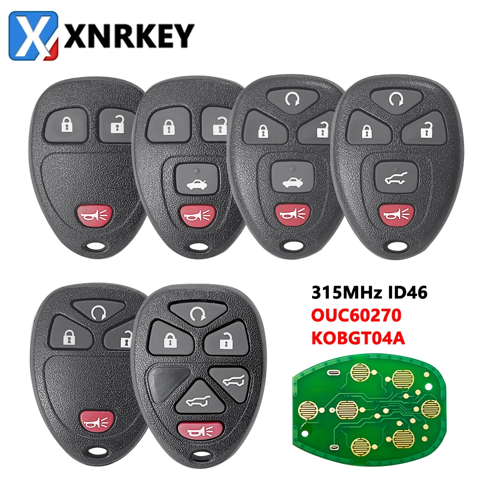 XNRKEY 3/4/5/6B Smart Remote Car Key 315Mhz for Chevrolet Tahoe Traverse for GMC Silverado for Buick Hummer H3 OUC60270 KOBGT04A