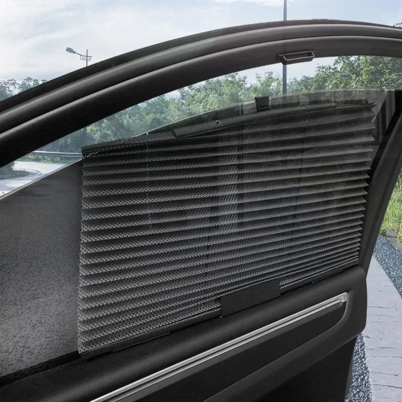 Car Side Window Sun Shade 1PCS Car Side Folding Sunshade Retractable Car Front/Rear Window Sunshades Mesh UV Protect Curtain Foldable Auto Truck SunShield