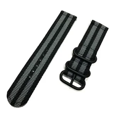 Versatile Nylon Watch Strap - Adjustable Sports Band in Multiple Sizes for 22mm (Black Grey)