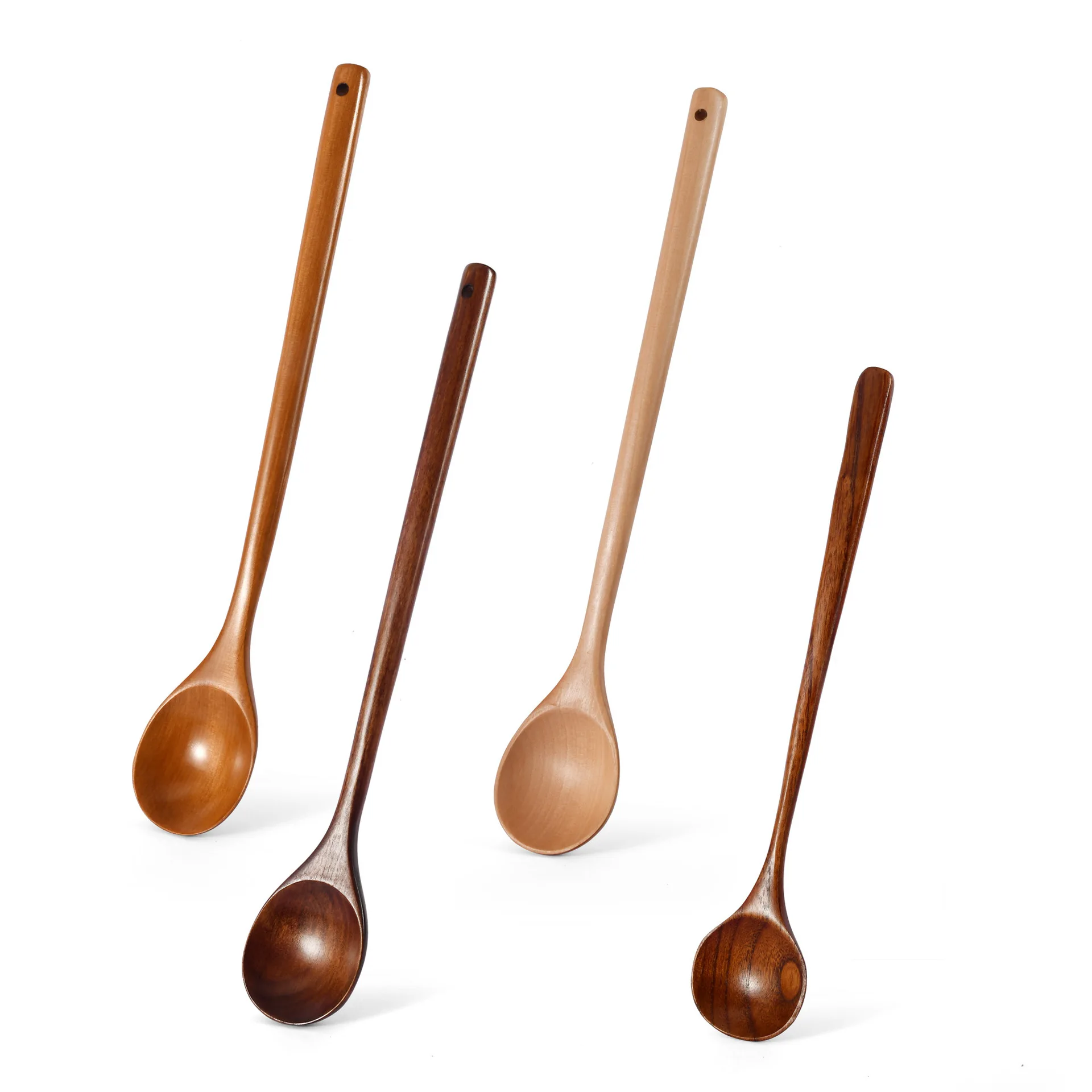 Big Promotion 1pc Wooden Spoons Long Handle Wood Soup Spoons for Eating  Mixing Stirring Cooking Tea Dessert Tableware Kitchen Supplies 