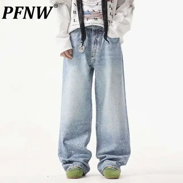 PFMarin- Jeans jeunesse College en biscuits pour hommes, pantalons à jambes larges, streetwear vintage, hip hop, vêtements pour hommes, chim28W4644 1