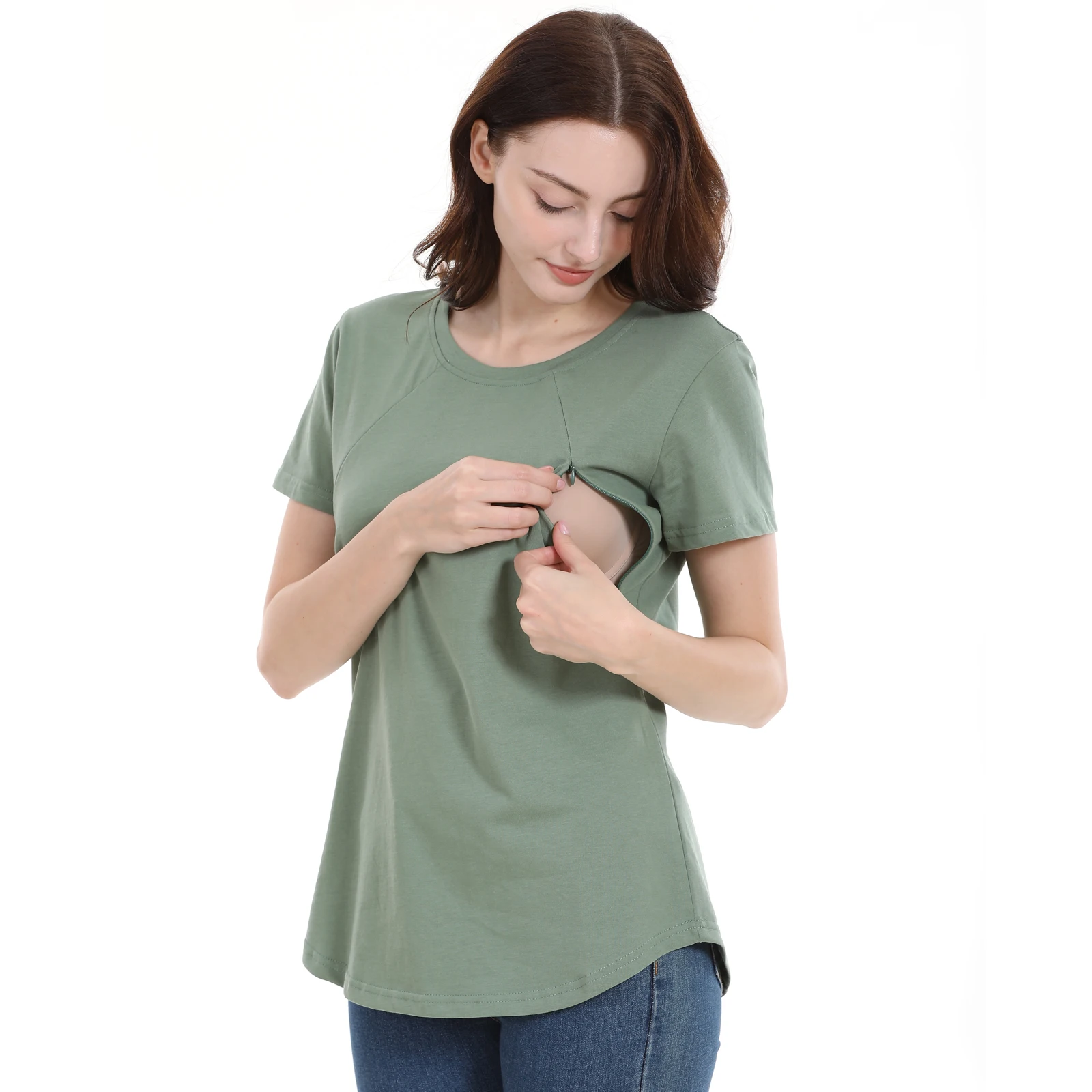 Big Size Short Sleeve Maternity Tee Breastfeeding Clothes Nursing Wear T Shirt Cotton Feeding Tops Drop Shipping 6