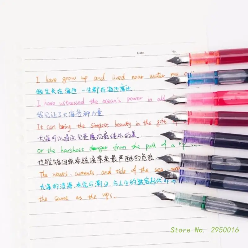 Penna Stilografica Pratica Calligrafia Trasparente Studenti Che Scrivono 0.5Mm F Tip Penna Stilografica Materiale Scolastico Non Cambia Sacchetti Di I