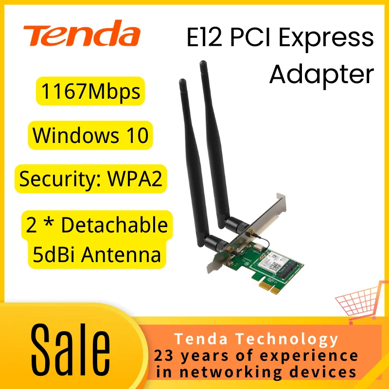 

Tenda беспроводной PCIe адаптер, 2,4 Мбит/с, 802/5 ГГц