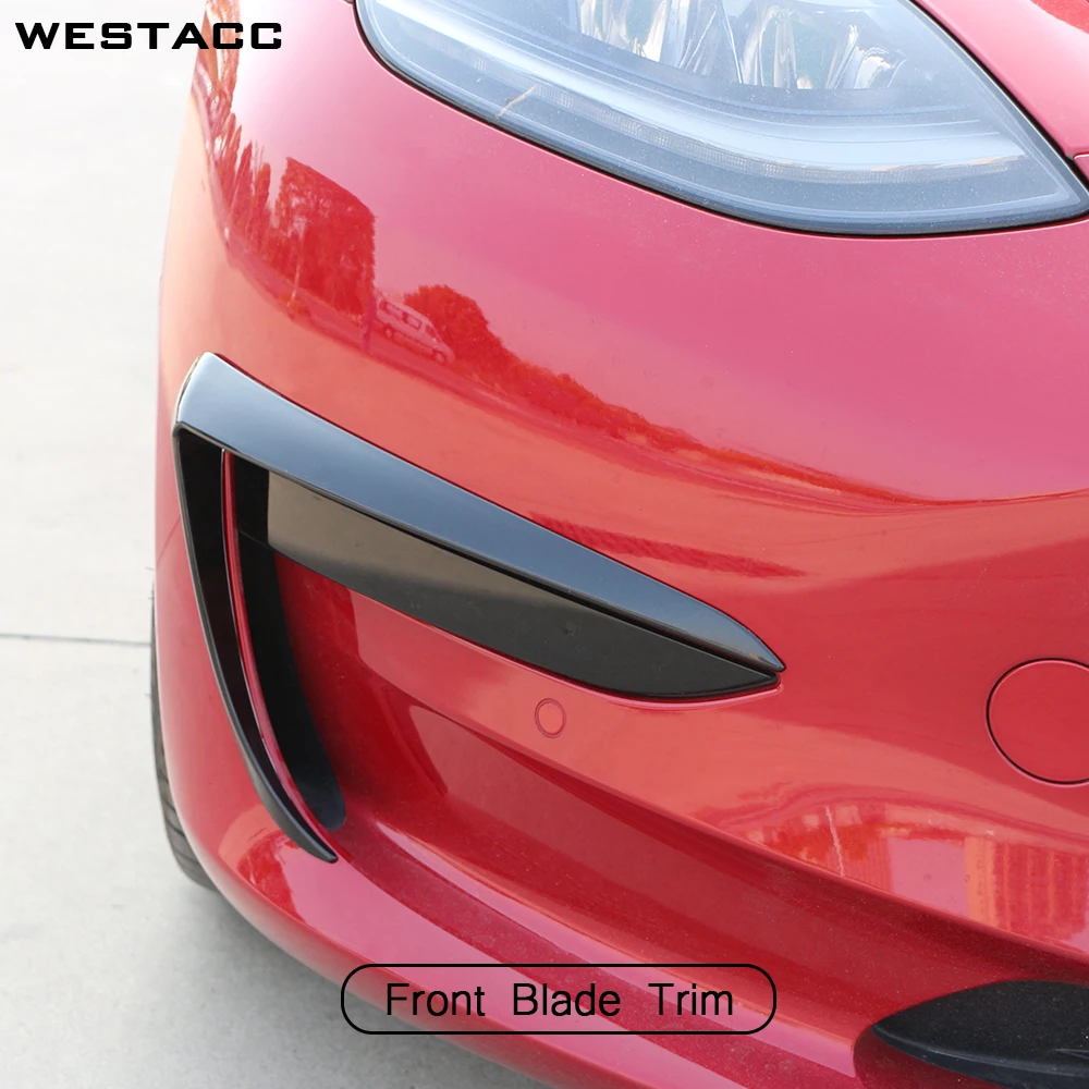 

2PCs Car Front Blade Trim for Tesla Model 3 2017-2022 Decor Modification Front Fog Lamp Spoiler Light Blade Styling Accessories