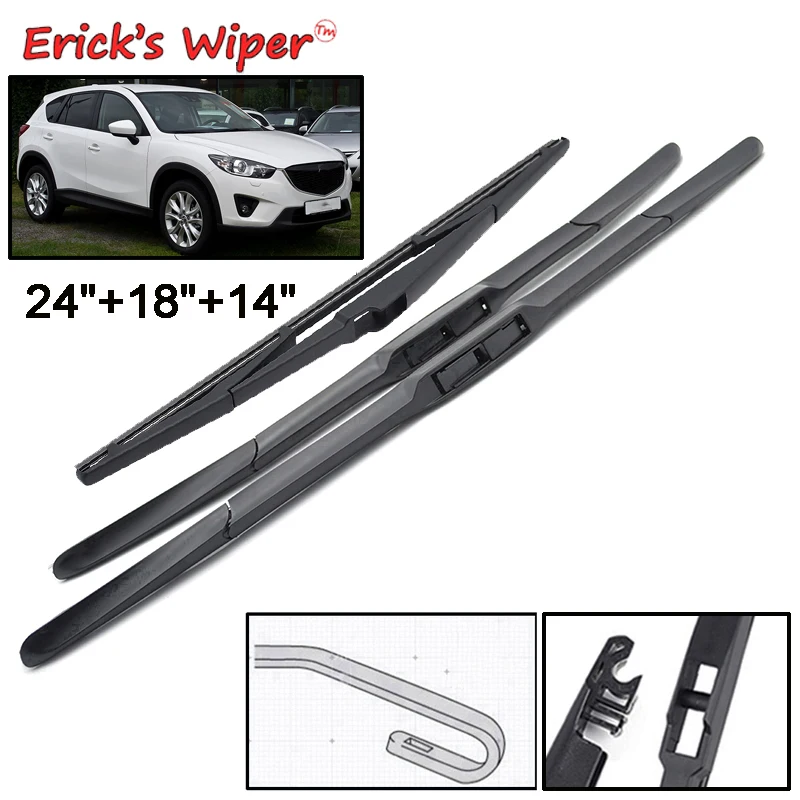 Erick's Wiper Front & Rear Wiper Blades Set For Mazda CX-5 CX5 KE 2012 - 2017 Windshield Windscreen Window Brushes 24"+18"+14"