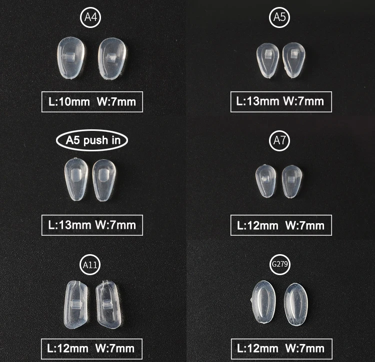 500pcs Free Shipping Air Chamber Eyeglasses Silicone Nose Pads Light Soft Screw Push In