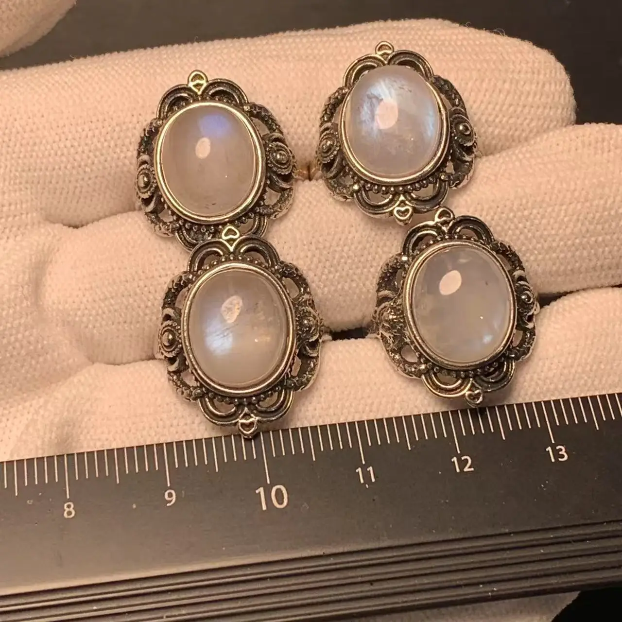 MM Natural BLUE Moonstone Ring Adjustable Female  Ring Jewelry for Women Gift Wholesale High Quality Vintage Fine