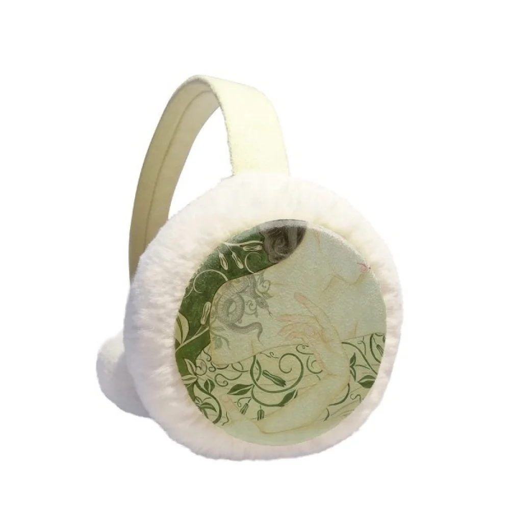 

Beauty Vine Snake Chinese Style Watercolor Winter Ear Warmer Cable Knit Furry Fleece Earmuff Outdoor