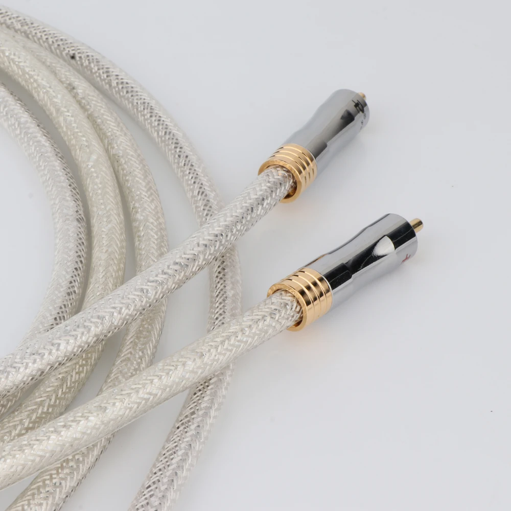 HiFi OFC versilbertes Signature RCA Audio Lines 2RCA-Verbindungskabel mit vergoldetem RCA-Anschluss für Lautsprecher AMP X407 – Detail 10