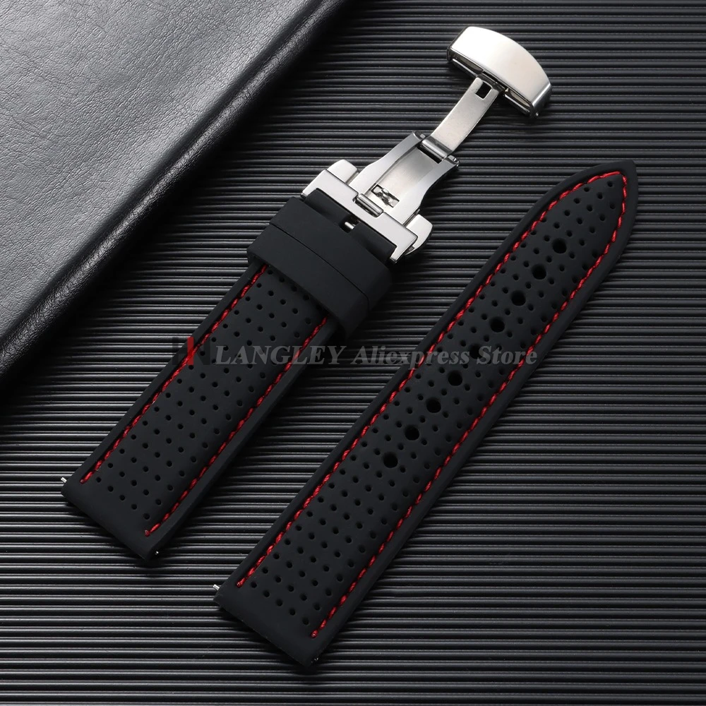 Premium Silicone Waterproof Watch Strap - Soft, Breathable Replacement Band