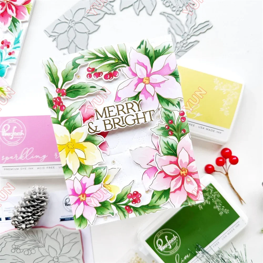 August Holiday Release Christmas Greetings Snowflake Home Grid Frame Hot Foil Dies Flowers Stamps Stencil DIY Scrapbooking Cards
