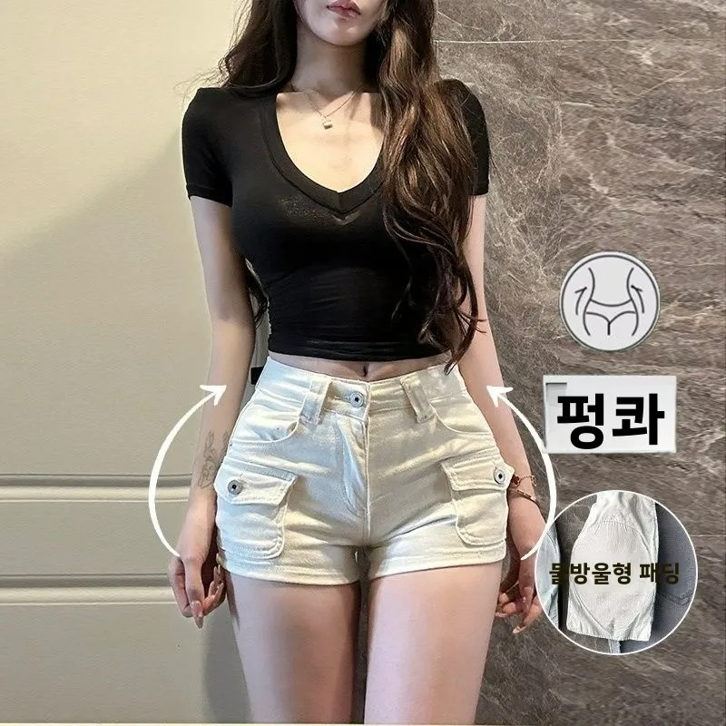 Y2K Denim Shorts Women Skinny Popular Streetwear Vintage Personality Cargo Jeans Fashion Sexy Retro Leisure Gothic Jeans Summer 1