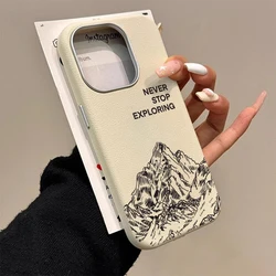 Outdoor Adventure Nature Peak Leather Phone Case - Premium Soft Silicone Cover - iPhone 15 Pro (1)