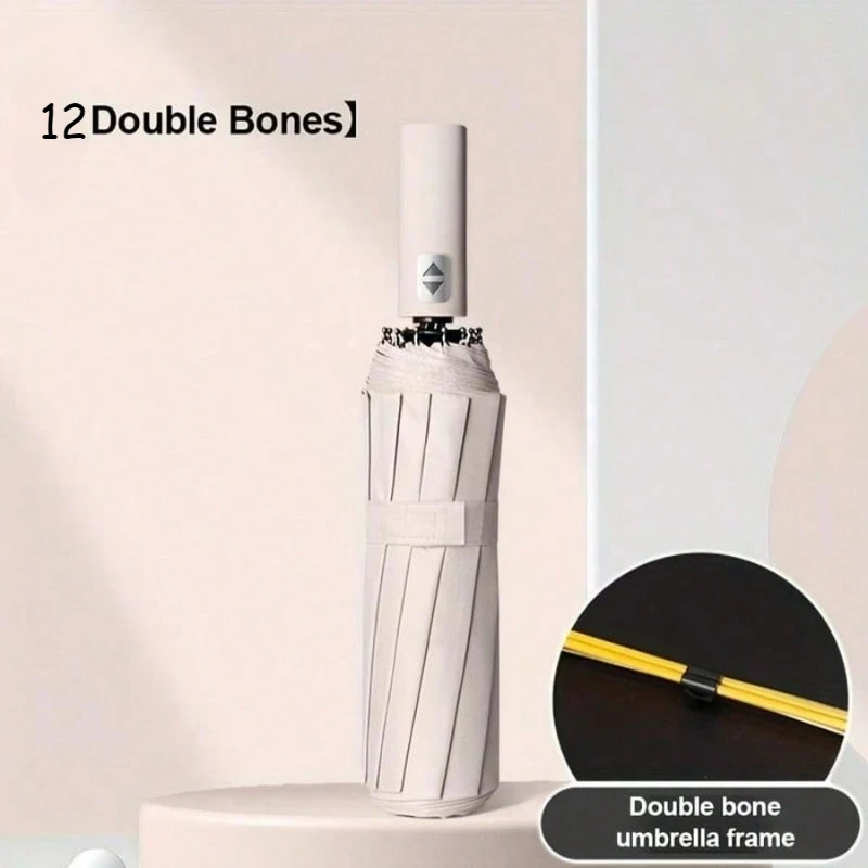 12-Rib Auto Open/Close Umbrella with Valentine Heart Print - Windproof  Compact Design for  School / Office / Travel,