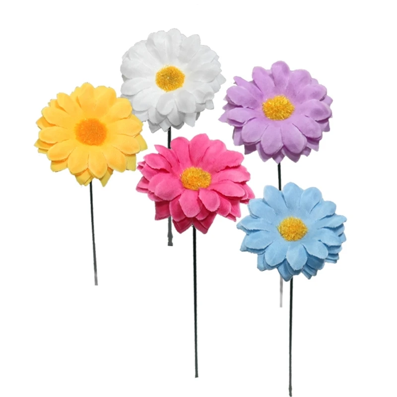 

5pcs Simulation Sunflower Garden Stake Garden Sign Ground Plug Stakes for Indoor Outdoor Garden Yard Lawn