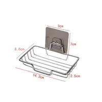High Quality Soap Rack Wall Mounted Soap Holder Stainless Steel Soap Sponge Dish Bathroom Accessories  Dishes Self Adhesive 6
