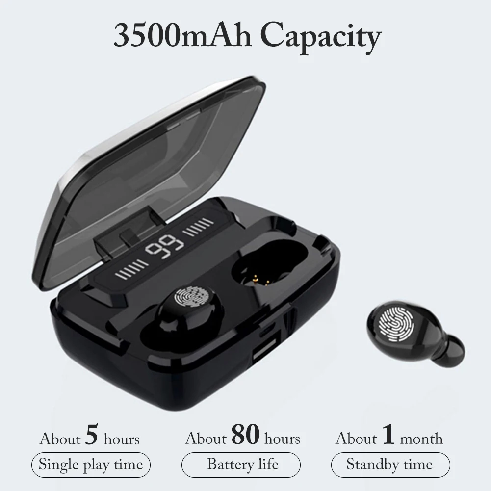 

Wireless Headphones TWS Bluetooth-compatible 5.0 Earphone HiFi IPX7 Waterproof Earbuds Touch Control Headset for Sports