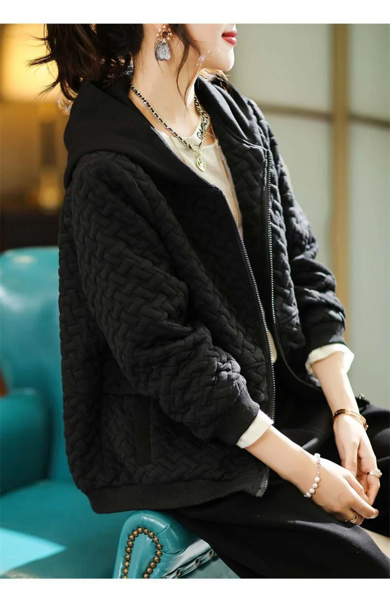 Sfe90edaab689492dbfdf25d4ca7d3879N Hooded Casual Coat Women's High End Mother's Jacket Autumn And Winter New Korean Patchwork Outwear With Short Zipper Basic Coat Mallzona