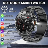 2025 New Sports Smartwatch 800mAh Battery 1.8-Inch HD TFT Display Wireless Talk LED Flashlight Stainless Steel Strap Compatible 1