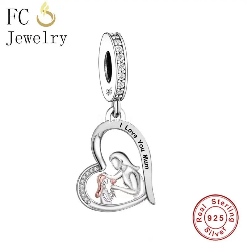 

Fit Original Pan Charms Bracelet 925 Sterling Silver I Love You Mum Mother And Daughter Bead For Making Women Berloque 2022 DIY