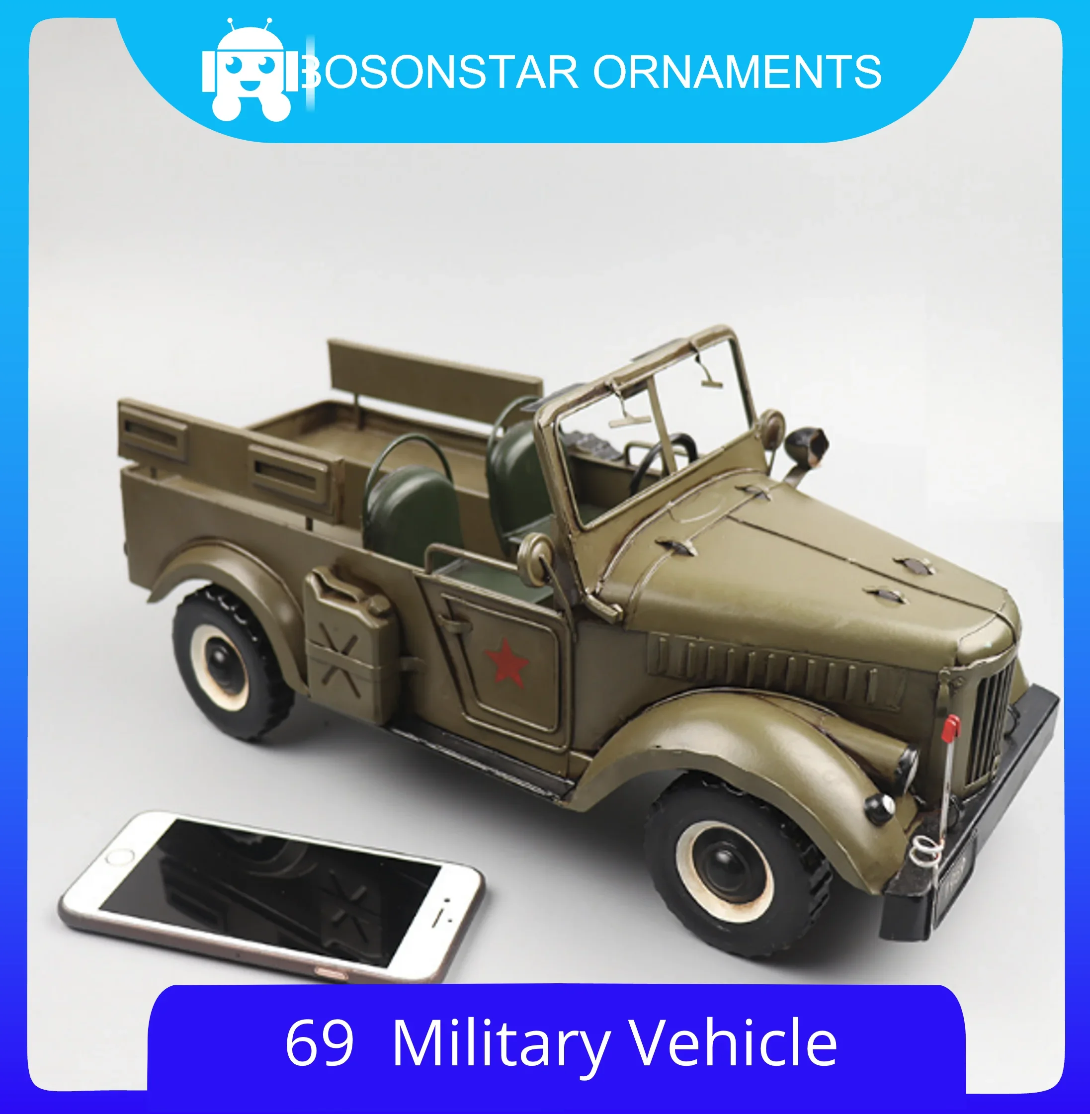 

Simulation Of 69 Military Vehicle Model Wrought Iron Retro Nostalgic Objects Collection Decoration Ornaments