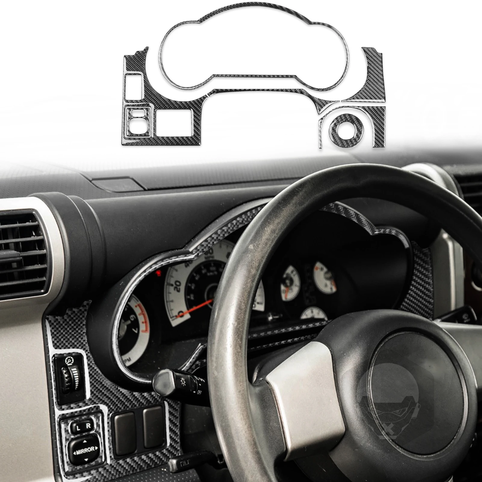 Adesivi In Cristallo Logo FJ Per Toyota FJ Cruiser 2007-2023 | Grigio Per Console Centrale Cambio Automatico