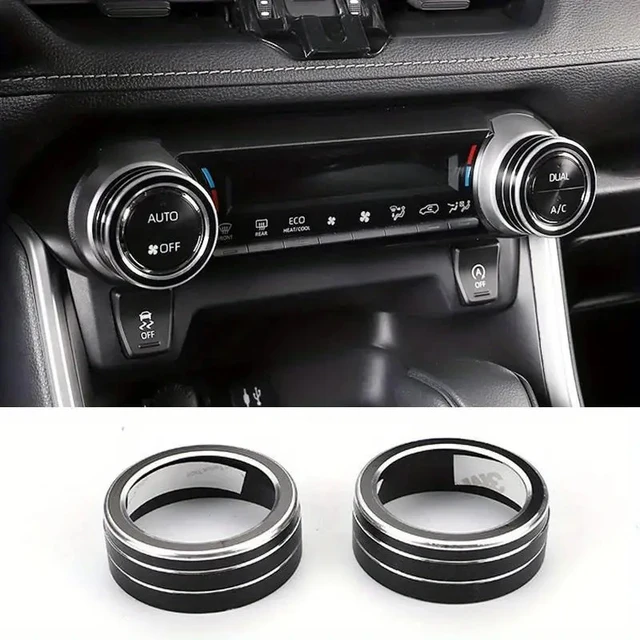Couvercle de bouton de commande de climatisation en aluminium, 2 pièces, pour Toyota RAV4 WILDLANDER 2020 – 2025, couvercle d'anneau de bouton de Volume Radio 1