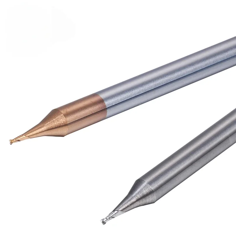 OUIO HRC55 마이크로 카바이드 엔드 밀 2 플루트 TiAIN 마이크로 플랫 4mm 생크 밀링 커터, 카바이드 CNC 조각 비트 엔드 밀, 0.1-0.9mm