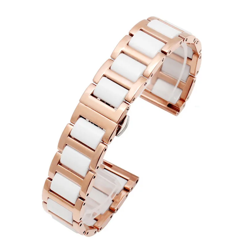 Ceramic and Stainless Steel Combination Fashion Watch Strap - Unisex Bracelet Style
