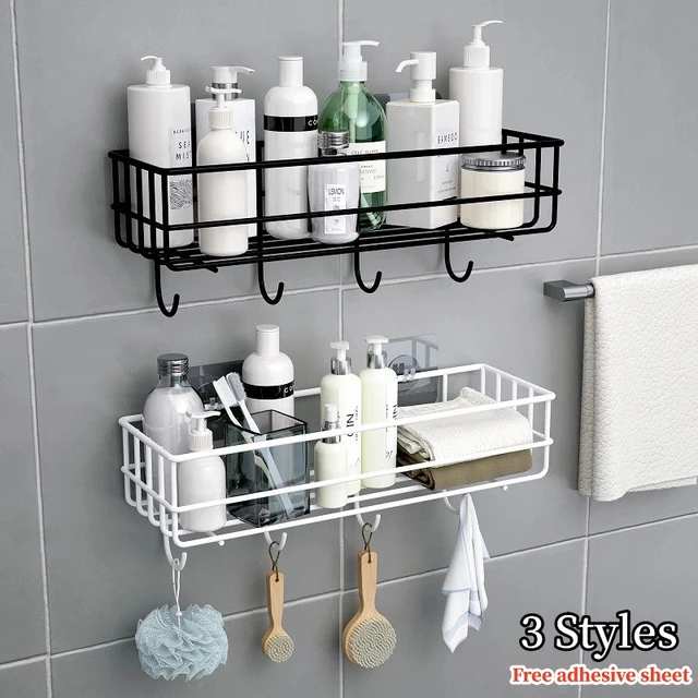 Bathroom Shelf Shower Corner Wall Mount Shampoo Storage Holder With Suction  Cup No Drilling Kitchen Storage Bathroom Accessories