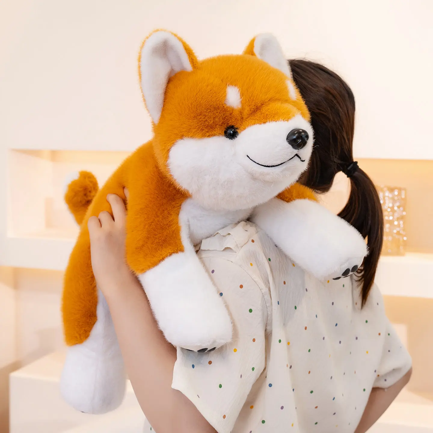 Soft Anime Shiba Inu Dog Plush Toys Stuffed Animal Plushie Lying Puppy Toy Cartoon Throw Pillow Nap Sleep Bed Cushion Gift