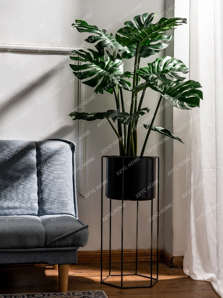 

Nordic Simulation Green Plant Large Leaf Back of Turtle Tree Bionic Plant Fake Trees Monstera Deliciosa Floor Bonsai