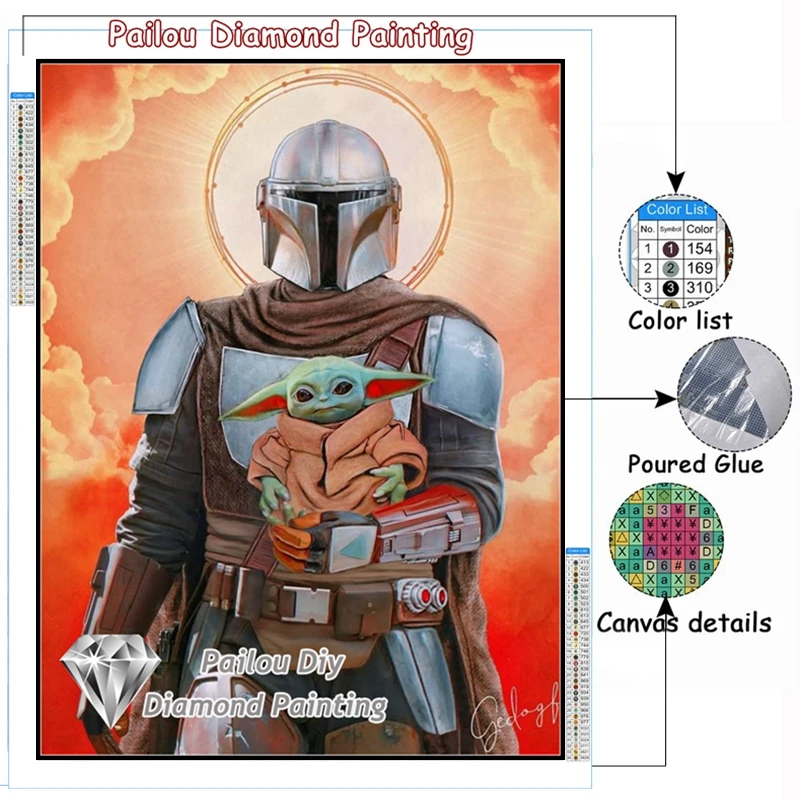 Mandalorian Star Wars Diamond Painting  Diamond Painting Square Full Star  Wars - 5d - Aliexpress