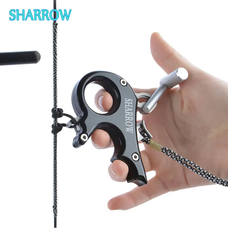 3 Finger Compound Bow Release Archery Caliper Release Aid Aluminum Alloy Grip Thumb for Bow and