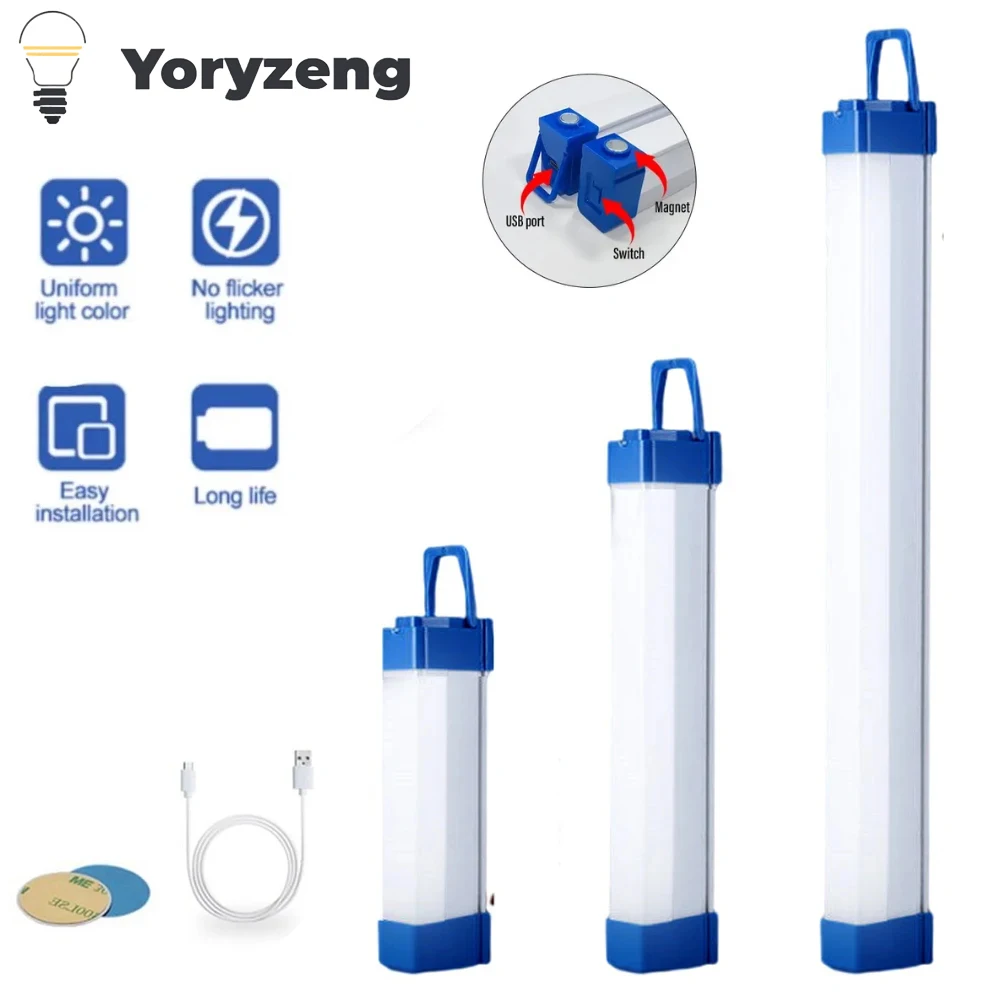 Rechargeable T5 LED Tube Camping Work Light Magnetic Suspension Portable Flash Light Bulb 5V Outdoor Emergency Night Lighting