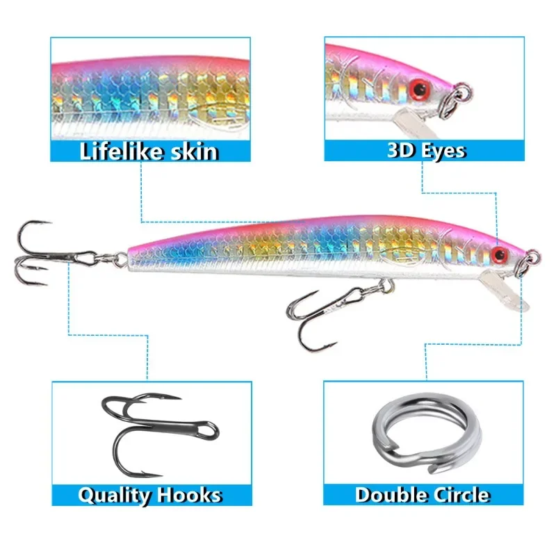 1Pcs Japanese Minnow Fishing Lures Floating Hard Bait 10cm 8g Artificial Bait Wobbler Crankbait Carp Perch Pesca Fishing Tackle