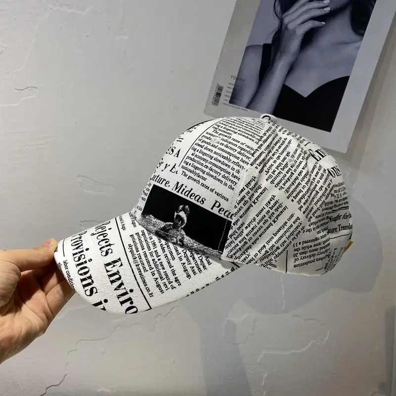 Heißer Verkauf Unisex Casual Graffiti Zeitung Design Baseball Kappe Straße Hip Hop Sonnencreme Outdoor Hut Für Frauen Und Männer – Detail 11