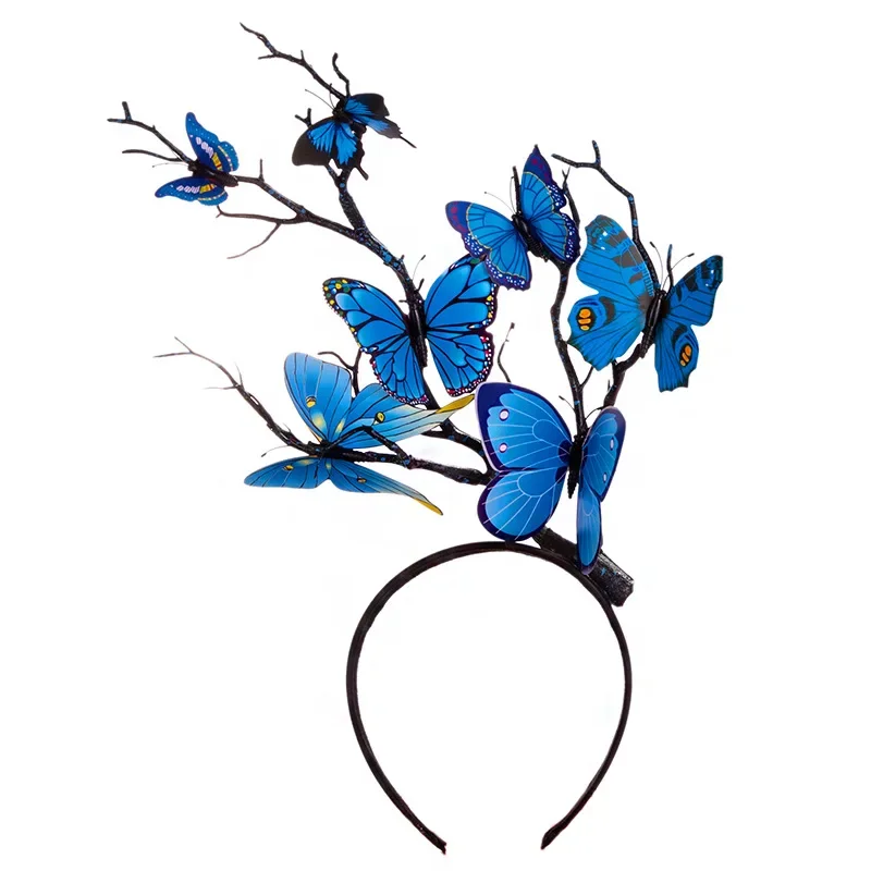 Adult Kids Deer Antler Butterfly Crown Headbands Tree Branches Hairband Forest Goddess Headdress navidad Wedding Festival