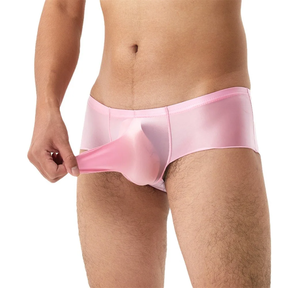 

Glossy Satin Mens Sexy Underwear Short Panties Male Plus Size Briefs Lingeries Bottoms