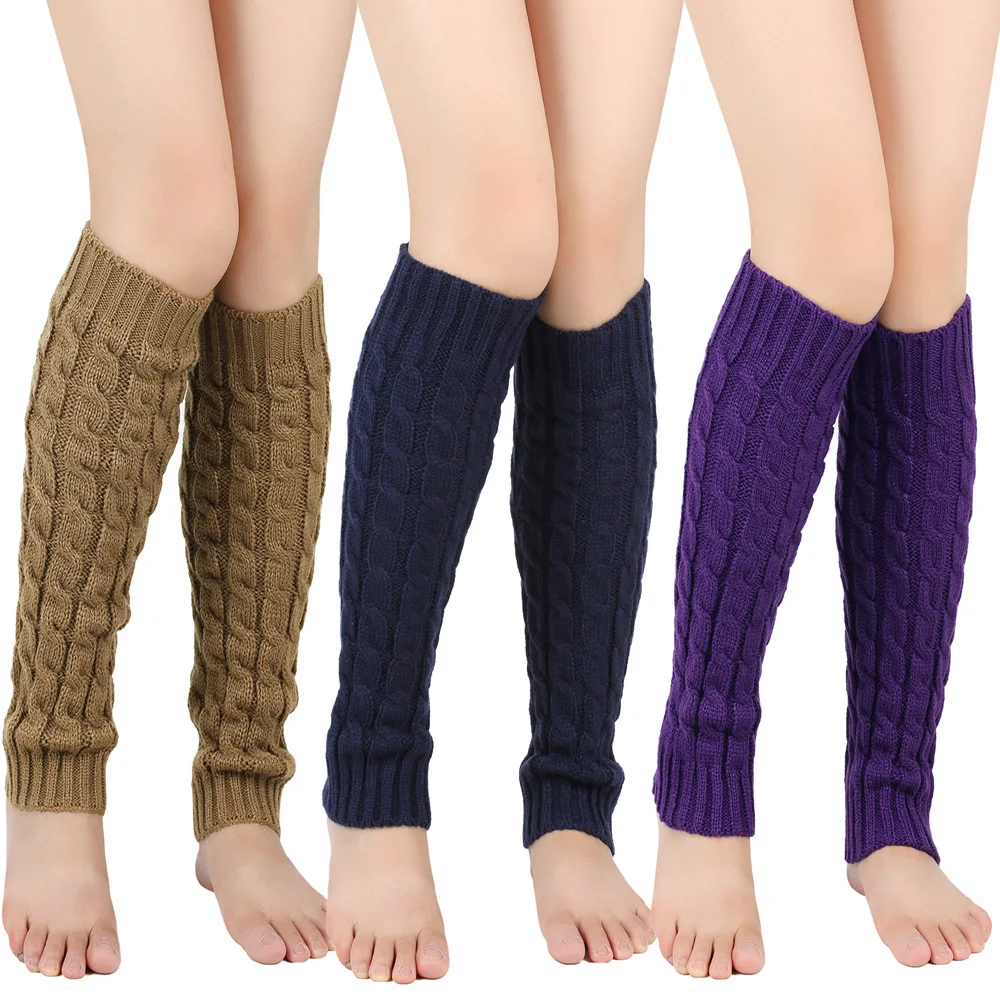 Knöchelwärmer Bein Damen Winter Warm Hanf Stretch Gestrickt Slouch Thermo Damen Wollmanschetten Stiefelsocken Weiblich Flauschige Gamasche Dick – Detail 2