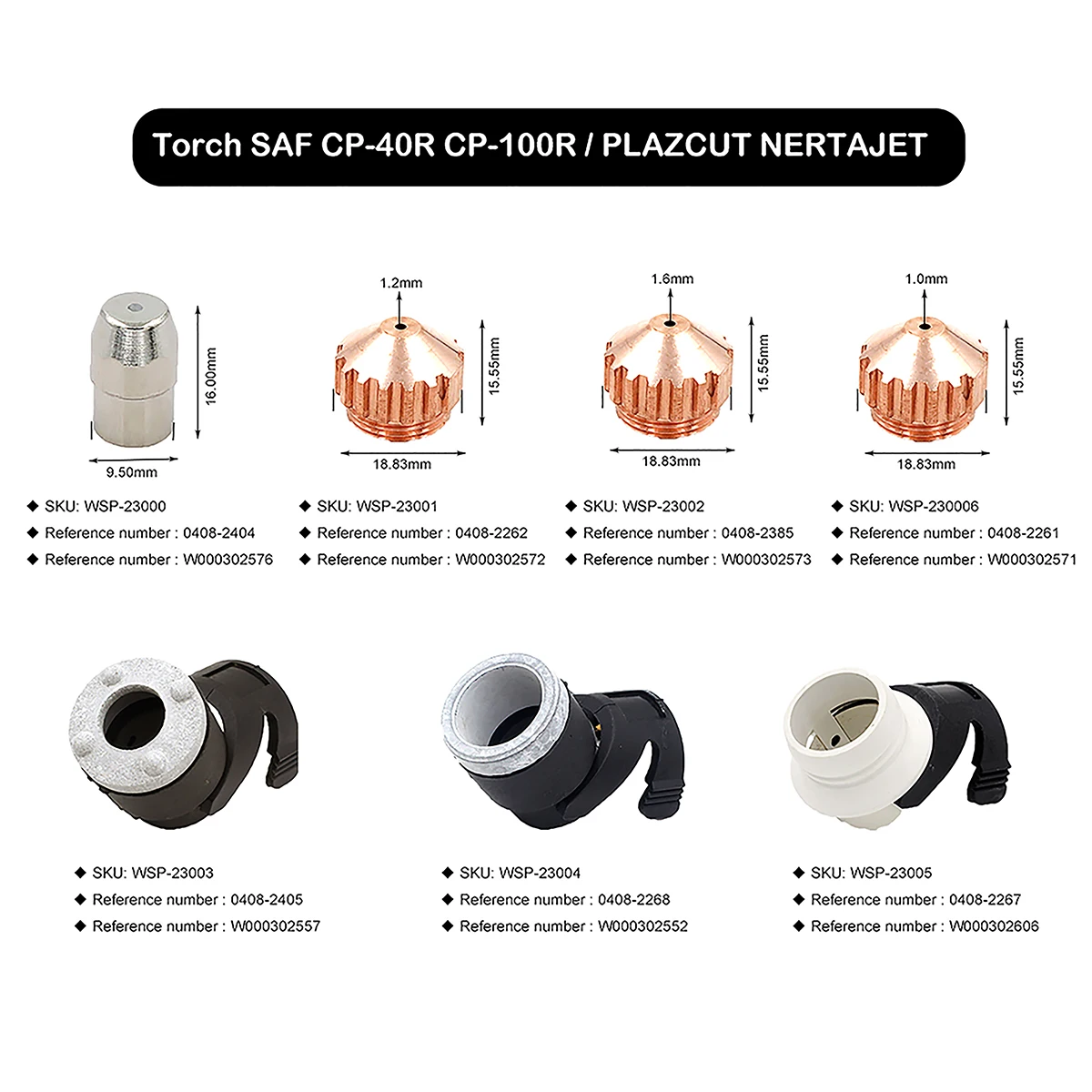 YOUCU 0408-2404 0408-2261 Electrode Nozzle For -HF SAF 20/40/100