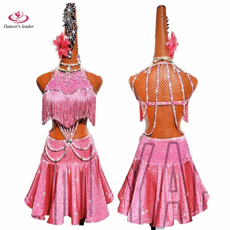 

Latin Dance Competition Costume Women's Clothing Children High-end Custom Sleepless Skirt Swing Rumba Tango Show Blackpool Dress
