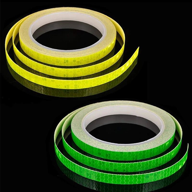 Bike Reflective Stickers Cycling Fluorescent Reflect Strip Adhesive Tape For 1cm*8m Bicycle Warning Safety Decor Sticker Stairs